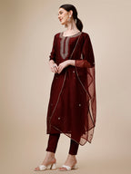 Embroidered Color Kurta With Pant And Dupatta Set, Multicolor - Hiral Fashion | Grocsy