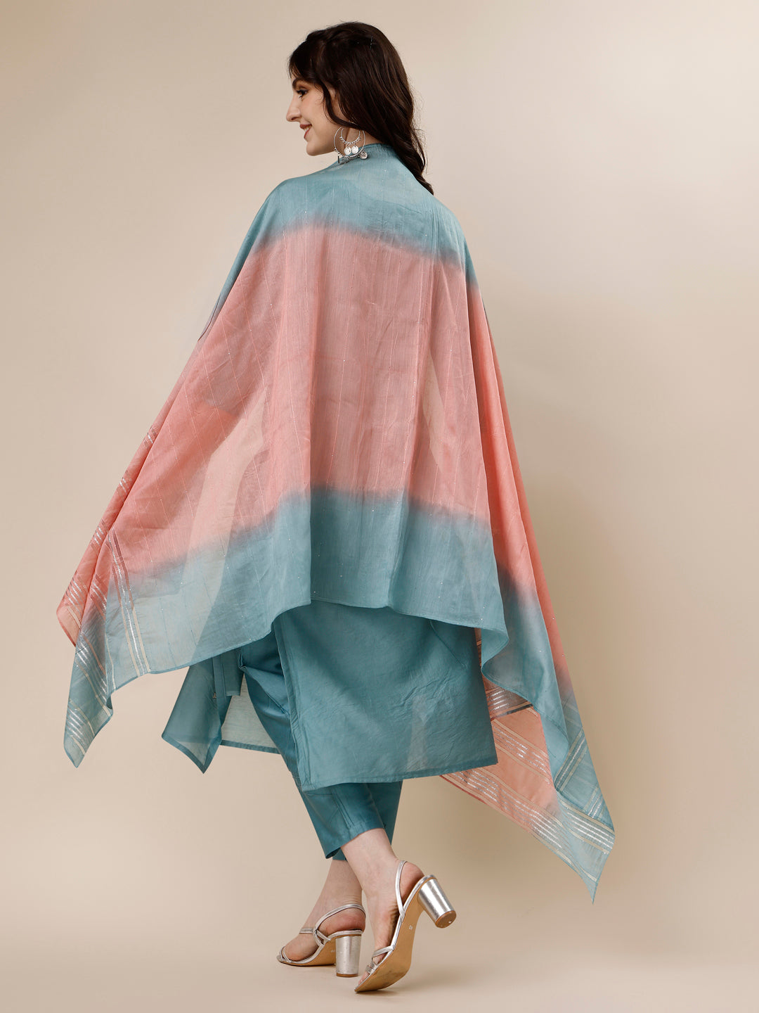 Embroidered Kurta With Pant And Dupatta Set, Multicolor - Hiral Fashion | Grocsy