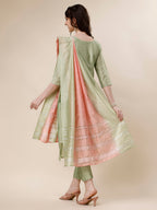 Embroidered Kurta With Pant And Dupatta Set, Multicolor - Hiral Fashion | Grocsy