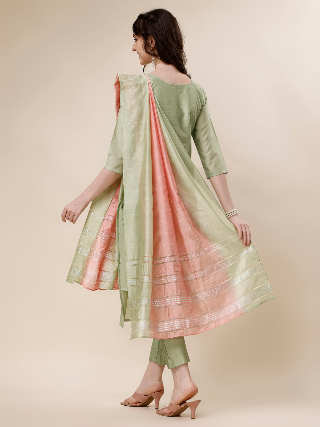 Embroidered Kurta With Pant And Dupatta Set, Multicolor - Hiral Fashion | Grocsy