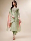 Embroidered Kurta With Pant And Dupatta Set, Multicolor - Hiral Fashion | Grocsy