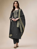 Embroidered Kurta With Pant And Dupatta Set, Multicolor - Hiral Fashion | Grocsy
