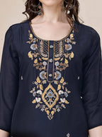 Embroidered Kurta With Pant And Dupatta Set, Multicolor - Hiral Fashion | Grocsy