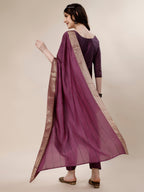 Embroidered Kurta With Pant And Dupatta Set, Multicolor - Hiral Fashion | Grocsy