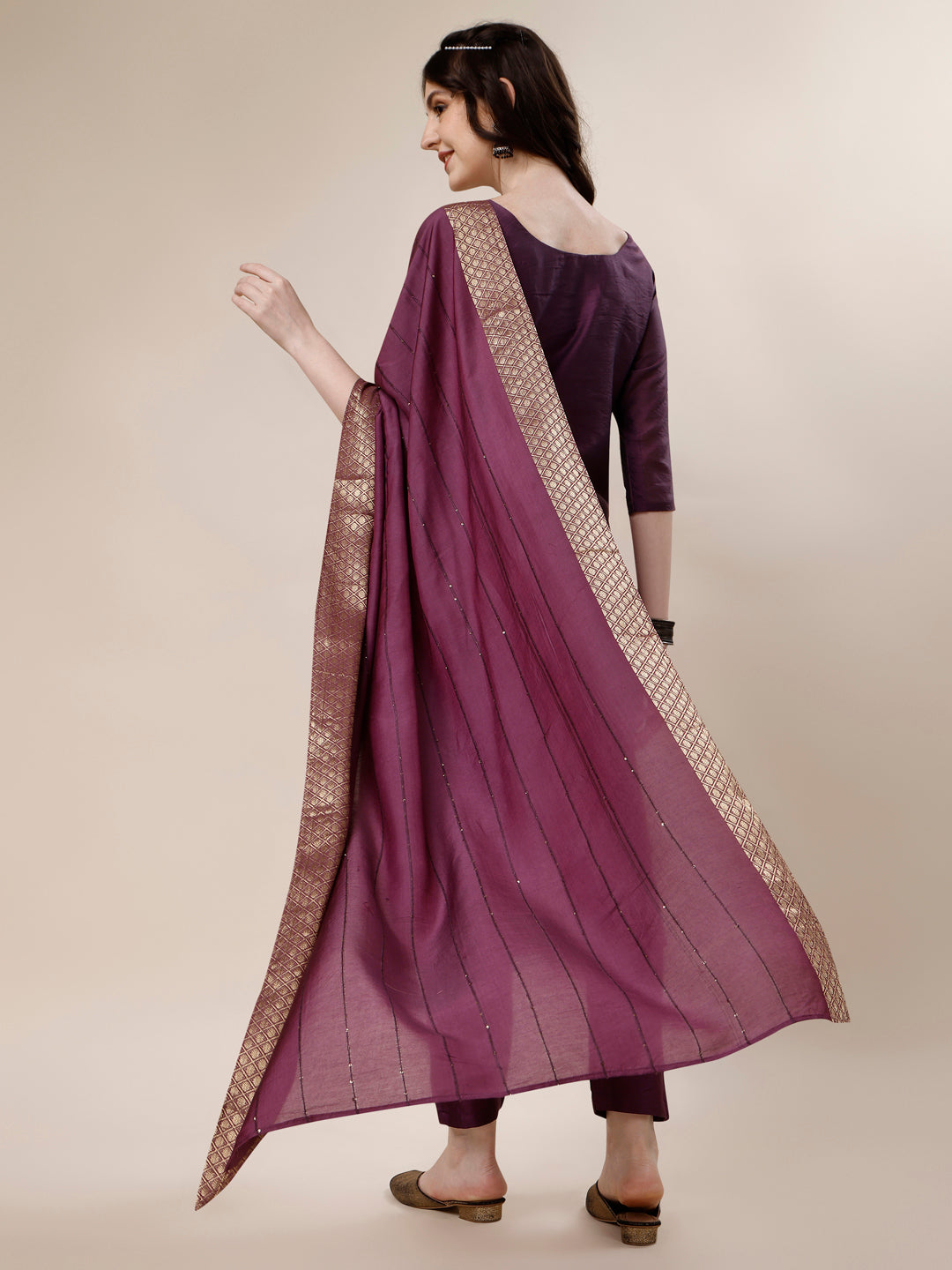 Embroidered Kurta With Pant And Dupatta Set, Multicolor - Hiral Fashion | Grocsy