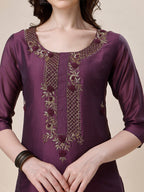 Embroidered Kurta With Pant And Dupatta Set, Multicolor - Hiral Fashion | Grocsy