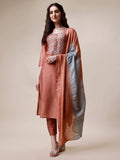 Hand Embroidered Kurta With Pant And Dupatta Set, Multicolor - Hiral Fashion | Grocsy
