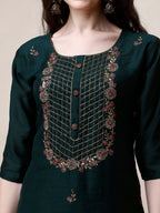 Embroidered Kurta With Pant And Dupatta Set, Multicolor - Hiral Fashion | Grocsy