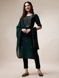 Embroidered Kurta With Pant And Dupatta Set, Multicolor - Hiral Fashion | Grocsy