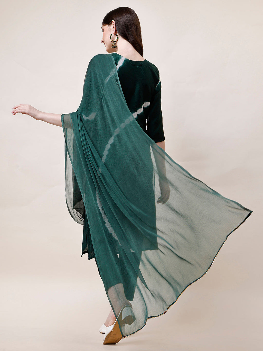 Embroidered And Leheriya Printed Kurta With Pant And Dupatta Set, Multicolor - Hiral Fashion | Grocsy