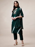 Embroidered And Leheriya Printed Kurta With Pant And Dupatta Set, Multicolor - Hiral Fashion | Grocsy