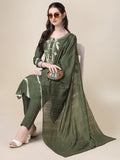 Leheriya Printed & Hand Embroidered Kurta With Pant & Dupatta Set, Multicolor - Hiral Fashion | Grocsy