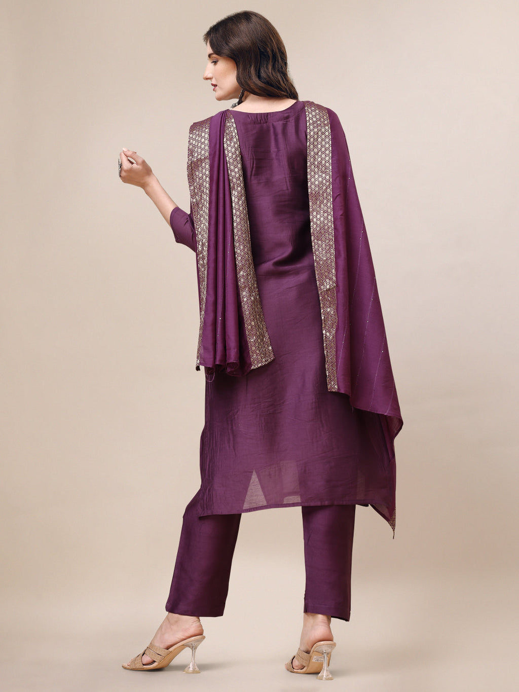Hand Embroidered Kurta With Pant & Dupatta Set, Multicolor - Hiral Fashion | Grocsy