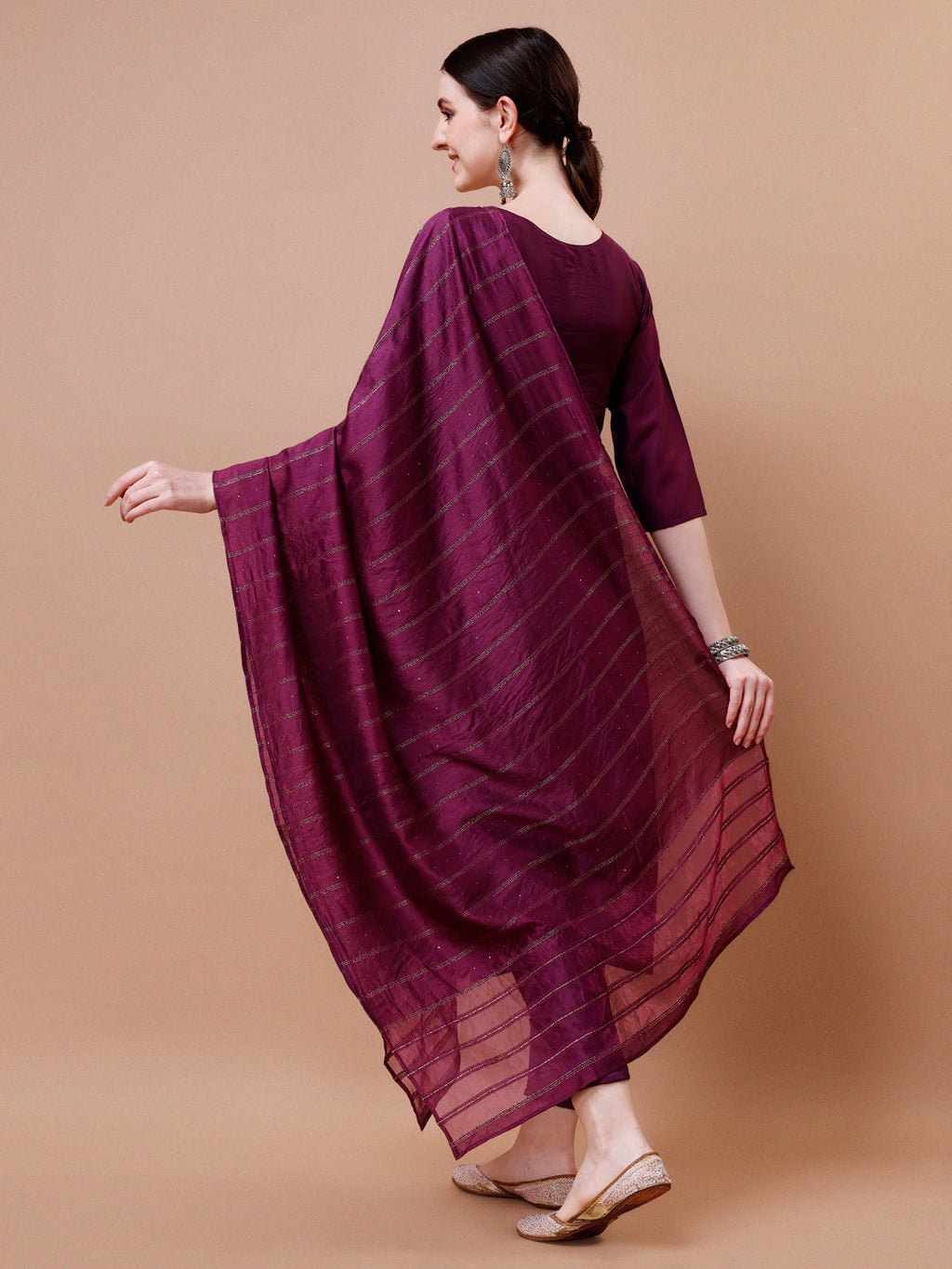 Placement Hand Embroidered Kurta With Pant & Dupatta Set, Multicolor - Hiral Fashion | Grocsy