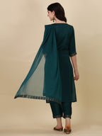 Foil Printed Kurta With Pant And Dupatta Set, Multicolor - Hiral Fashion | Grocsy
