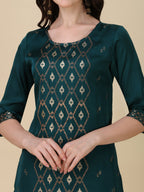 Foil Printed Kurta With Pant And Dupatta Set, Multicolor - Hiral Fashion | Grocsy
