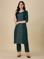 Foil Printed Kurta With Pant And Dupatta Set, Multicolor - Hiral Fashion | Grocsy