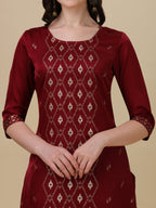 Foil Printed Kurta With Pant And Dupatta Set, Multicolor - Hiral Fashion | Grocsy