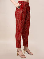 Bandhani Printed & Embroidered Kurta With Pant & Dupatta Set, Multicolor - Hiral Fashion | Grocsy