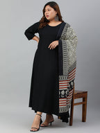 Janasya XL LOVE by Janasya Women's Plus Size Black Rayon Kurta With and Dupatta | Grocsy