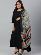 Janasya XL LOVE by Janasya Women's Plus Size Black Rayon Kurta With and Dupatta | Grocsy