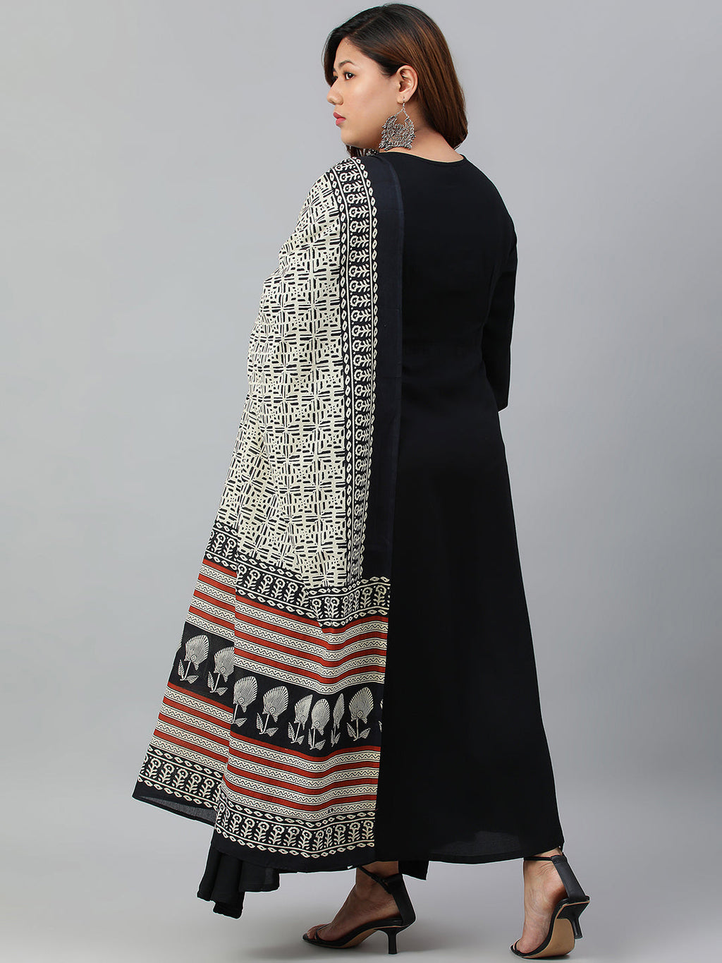 Janasya XL LOVE by Janasya Women's Plus Size Black Rayon Kurta With and Dupatta | Grocsy