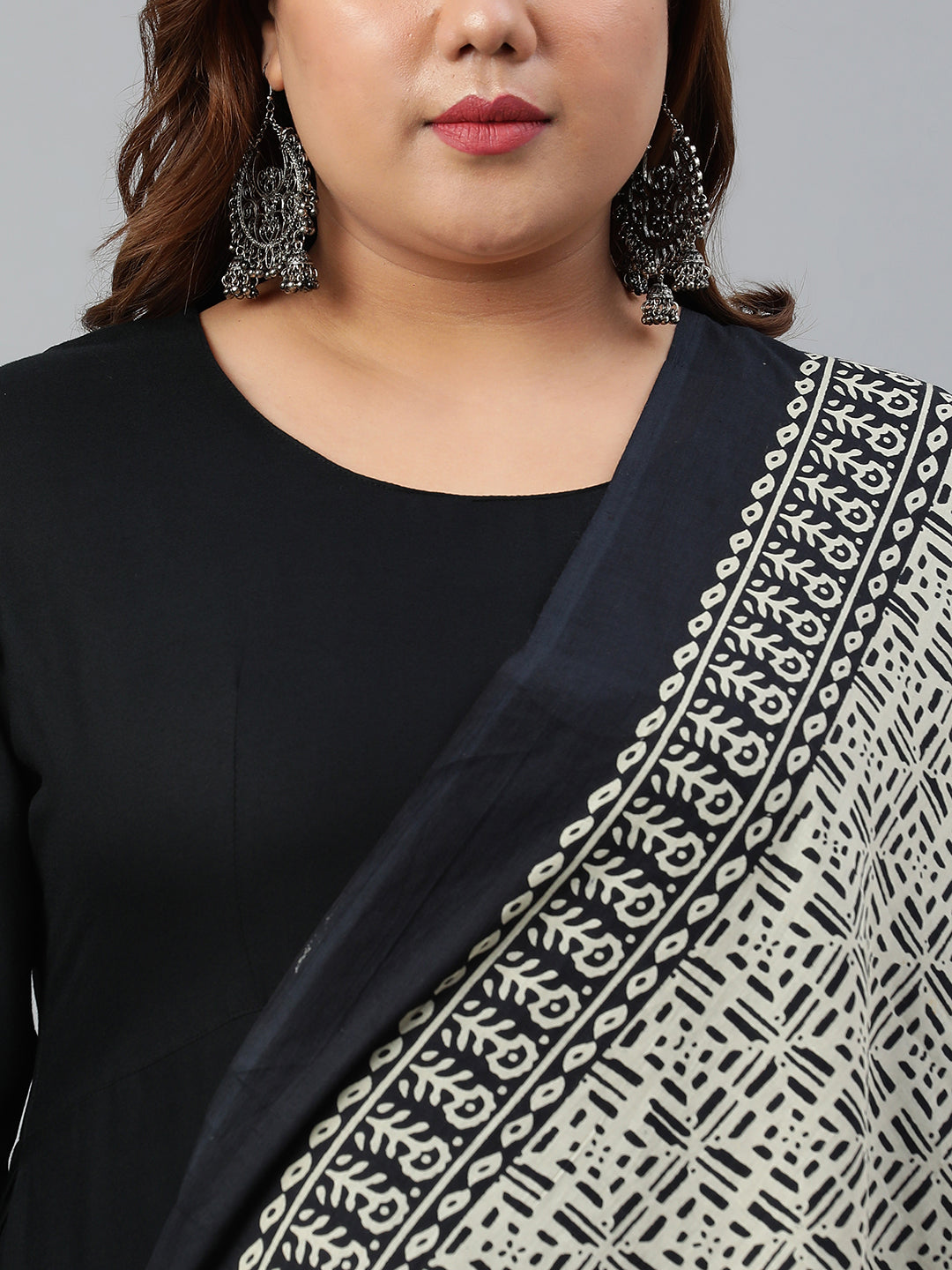 Janasya XL LOVE by Janasya Women's Plus Size Black Rayon Kurta With and Dupatta | Grocsy