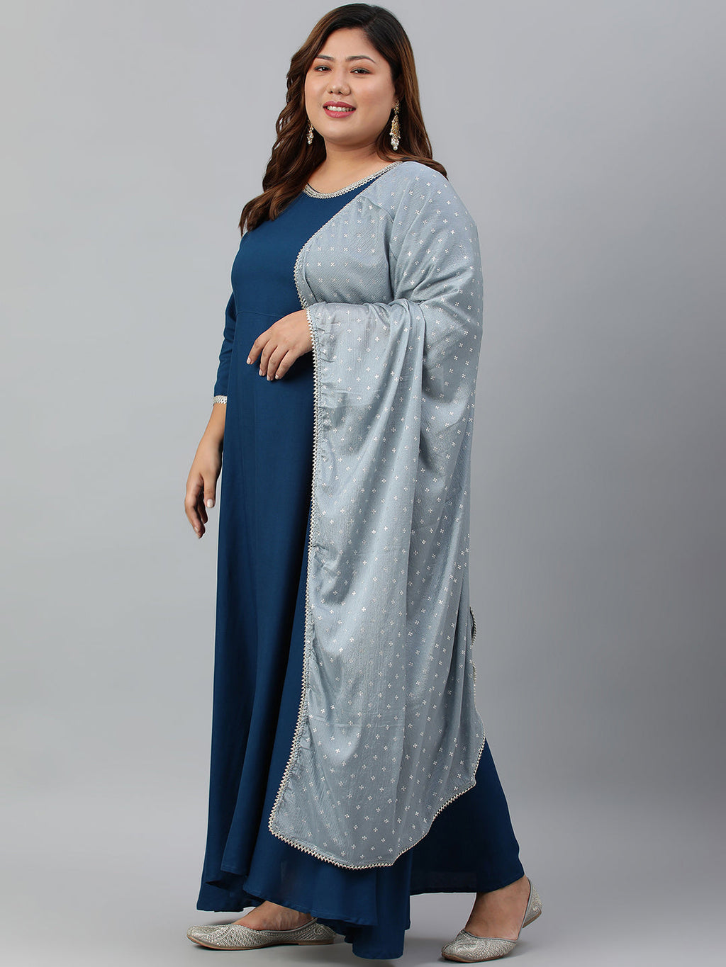Janasya XL LOVE by Janasya Women's Plus Size Teal Rayon Kurta and Dupatta | Grocsy