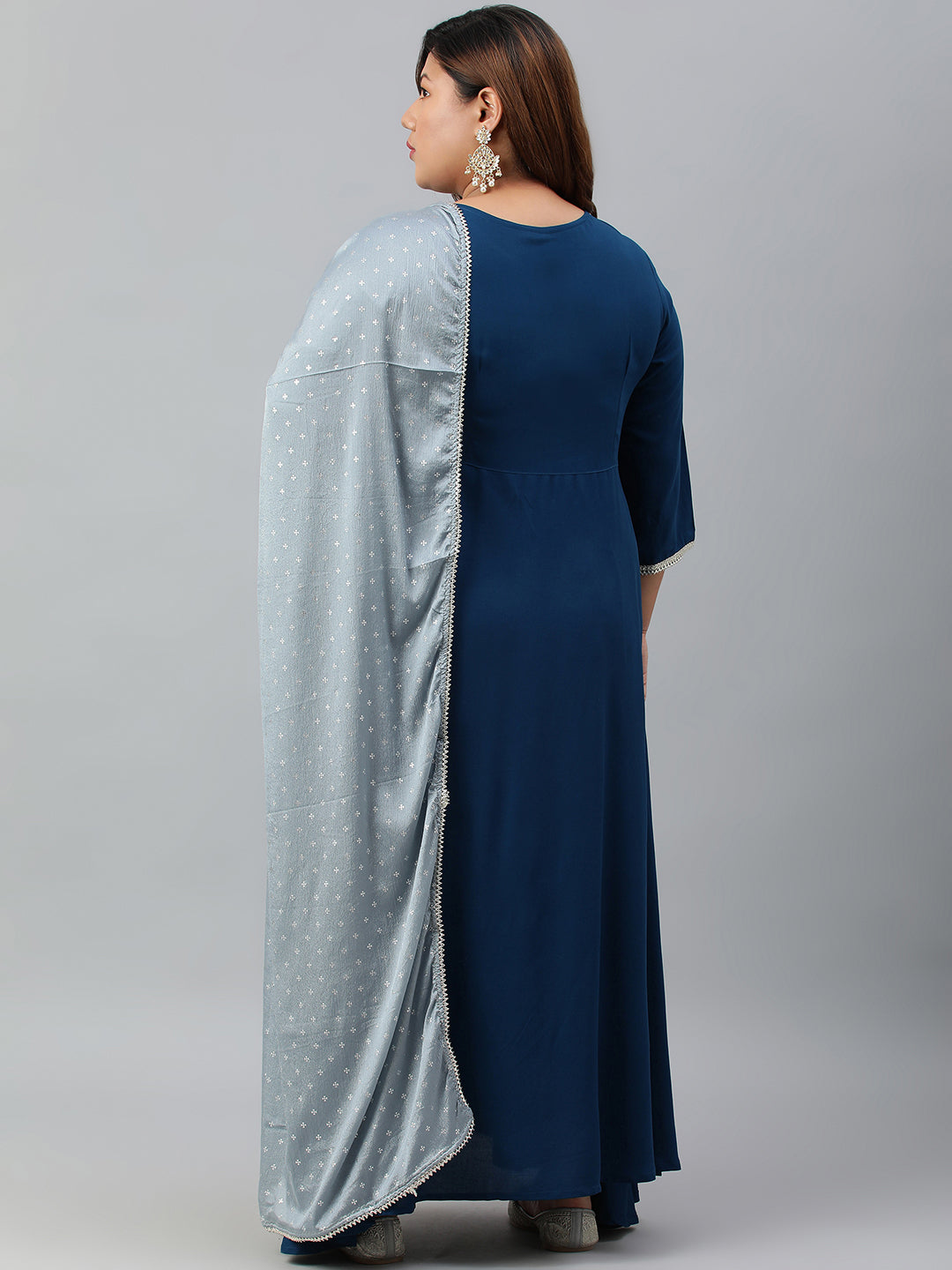 Janasya XL LOVE by Janasya Women's Plus Size Teal Rayon Kurta and Dupatta | Grocsy