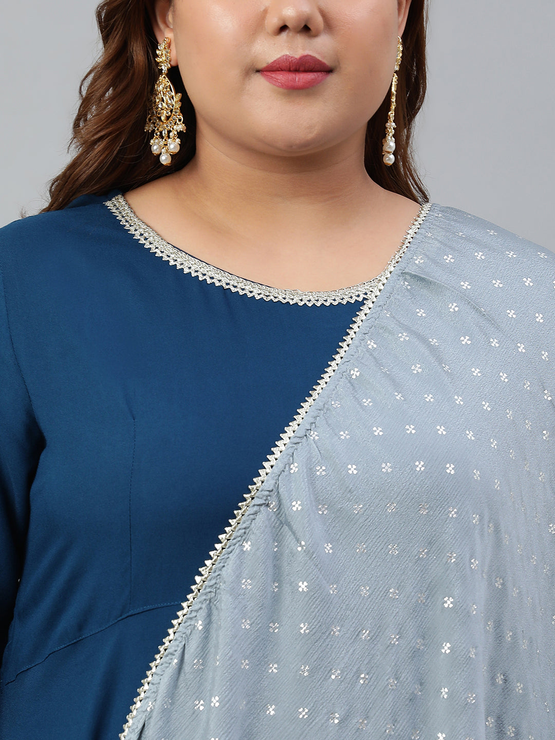 Janasya XL LOVE by Janasya Women's Plus Size Teal Rayon Kurta and Dupatta | Grocsy