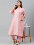 Janasya Women's Pink Poly Silk Straight Festive Kurta Set | Grocsy