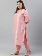 Janasya Women's Pink Poly Silk Straight Festive Kurta Set | Grocsy
