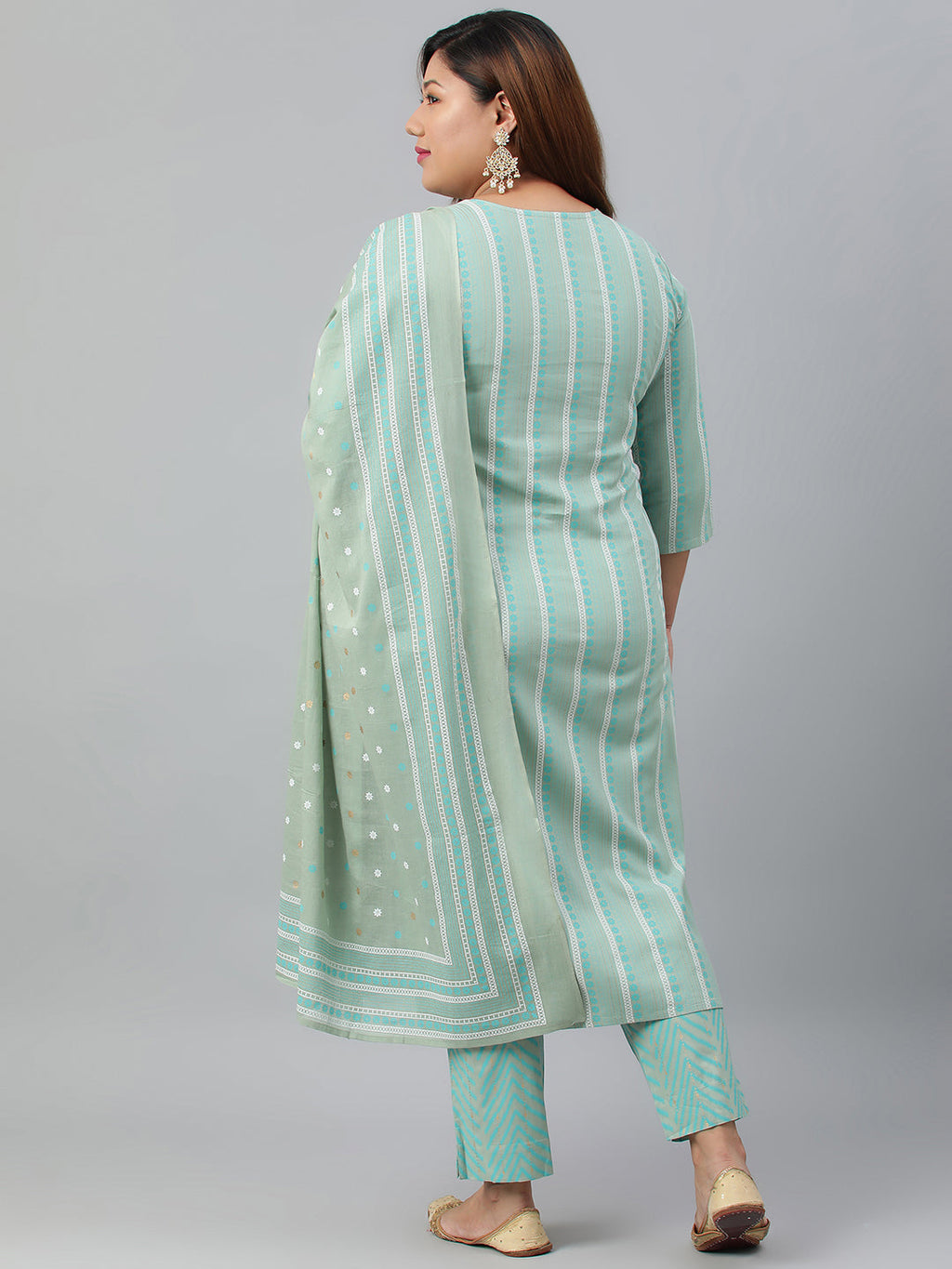 Janasya XL LOVE by Janasya Women's Plus Size Mint Green Rayon Kurta With Pant and Dupatta | Grocsy