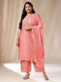 Janasya Pink Chanderi Embellished Set | Grocsy