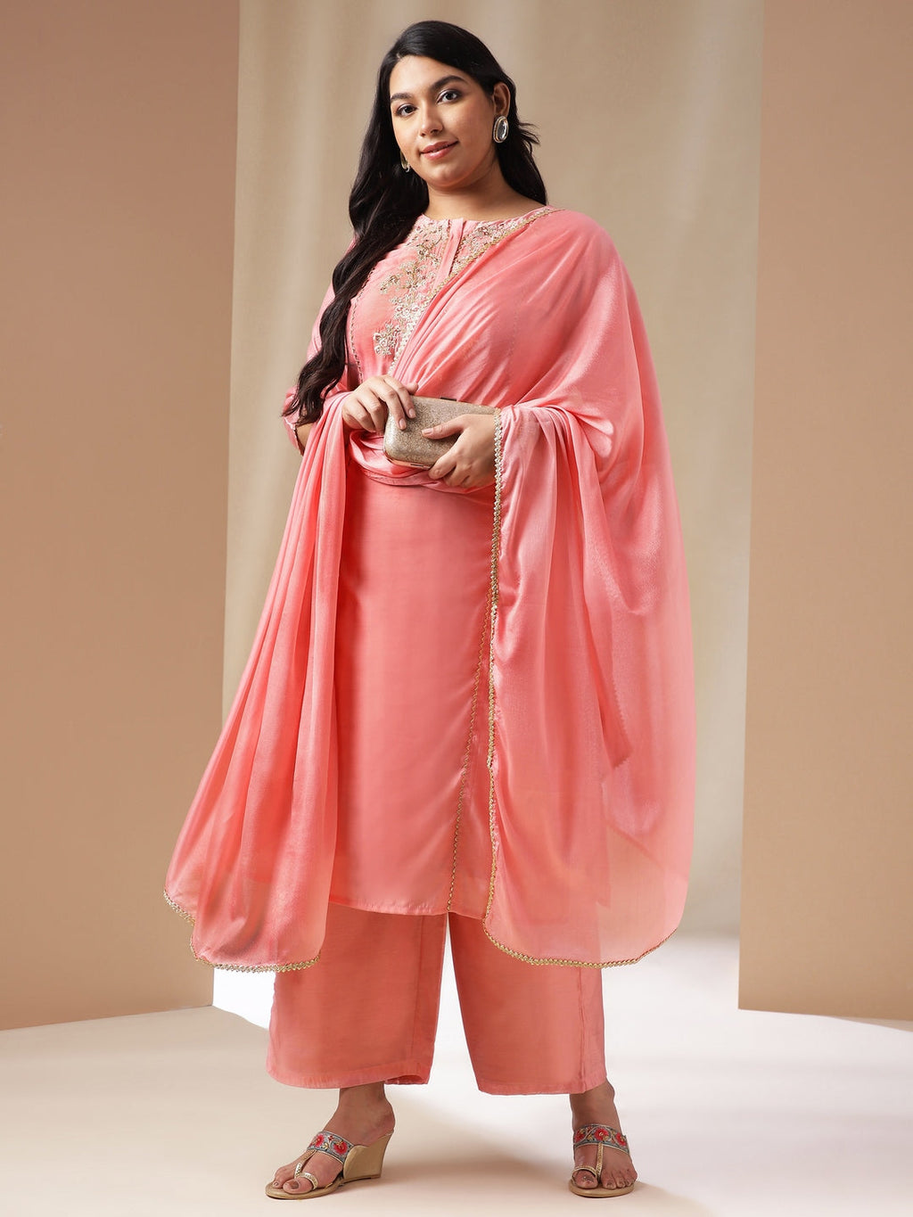 Janasya Pink Chanderi Embellished Set | Grocsy