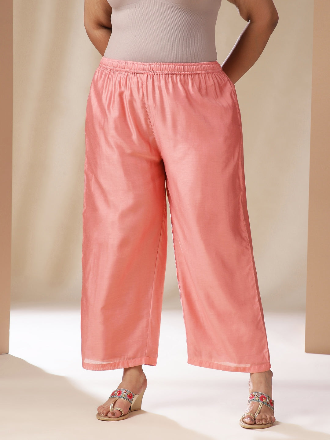 Janasya Pink Chanderi Embellished Set | Grocsy
