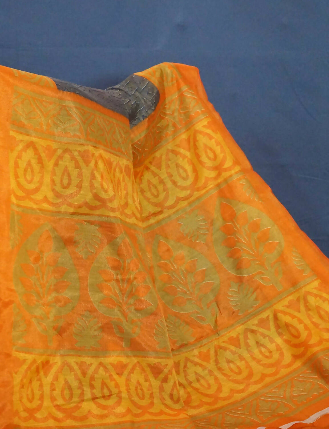 Olive Grey And Orange Cotton Brasson Saree For Office/Regular Wear By Gayathri Reddy Designer Studio | Grocsy