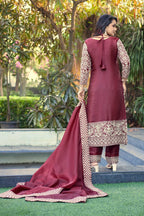 Prazu Fashion Dark Maroon Jimmy Silk Sequin Embroidered Salwar Suit | Grocsy