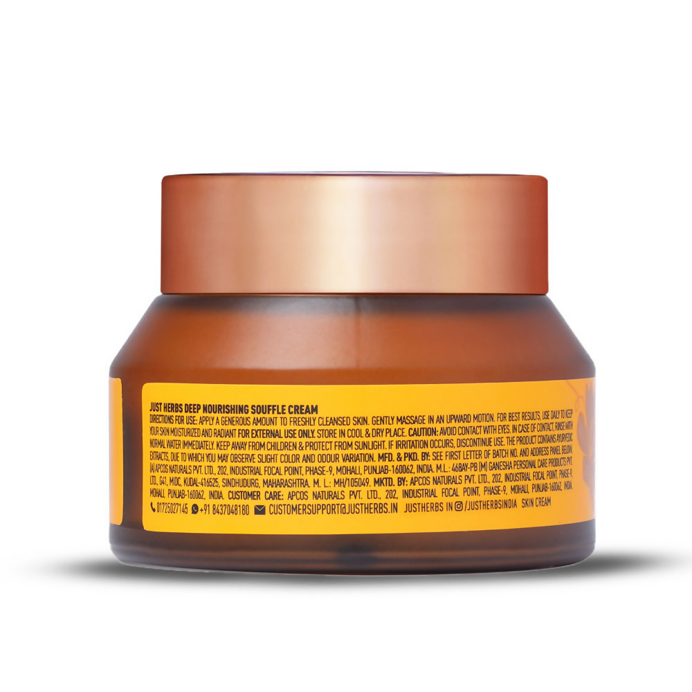 Just Herbs Pure Ghee & 24K Gold Deep Nourishing Souffle Cream | Grocsy
