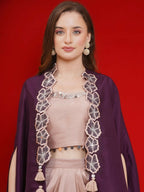 Joban Fashion Purple and Rose Gold Skirt set with Cape | Grocsy