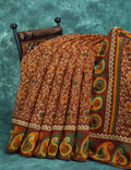 Maroon Brown Mix Floral PrintSemi Chanderi Saree By Gayathri Reddy Designer Studio | Grocsy