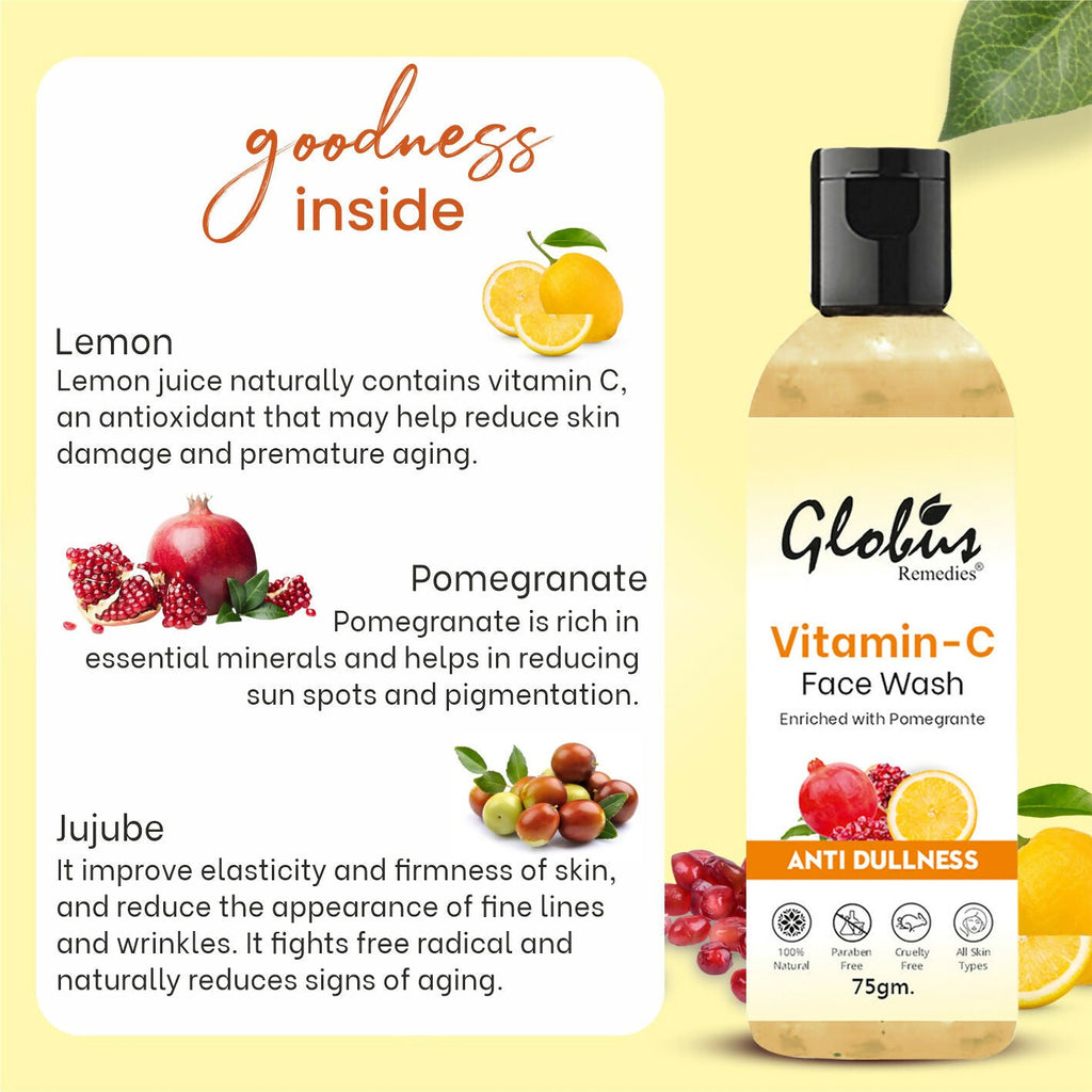 Globus Remedies Anti Ageing Globus Naturals Anti-Ageing Skin Brightening Vitamin C Face Wash | Grocsy