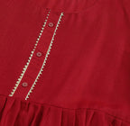 Red Poly Cotton Solid Nayra Cut Kurta - Tirtha | Grocsy