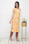 Myshka Multi Floral Women Cotton Straight Round Neck Kurtas | Grocsy