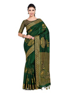 Mimosa Women's Dark Green Kanchipuram Art Silk Saree | Grocsy