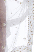 Mominos Fashion White Orgenza Nug Embroidery Dupatta | Grocsy
