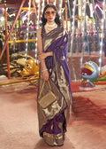 Beautiful Wine Handloom Weaving Silk Saree - Emponline | Grocsy