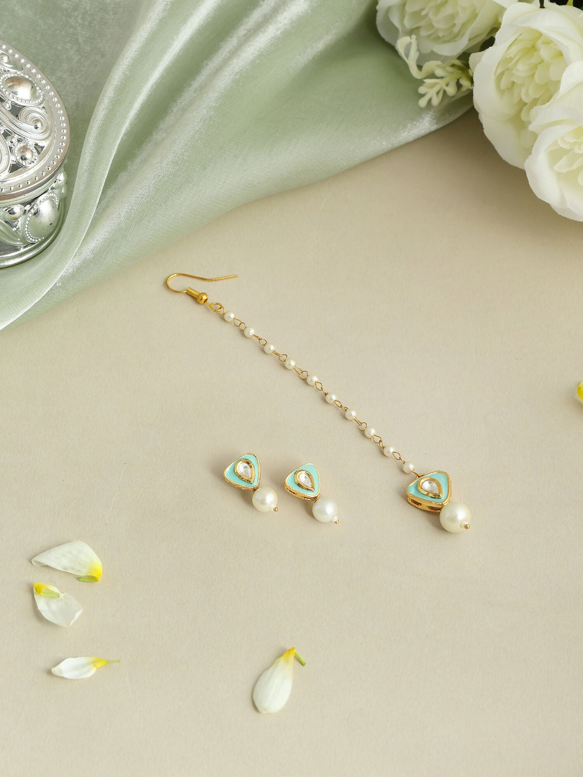 Ruby Raang Saanjh Pearl Tikka Set | Grocsy