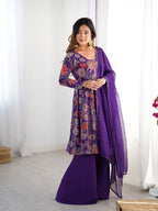 Evanik Purple Pure Romance Silk With Print Kediya With Palazzo Suit | Grocsy