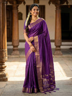 Anaita Purple Silk Saree With Blouse Piece | Grocsy